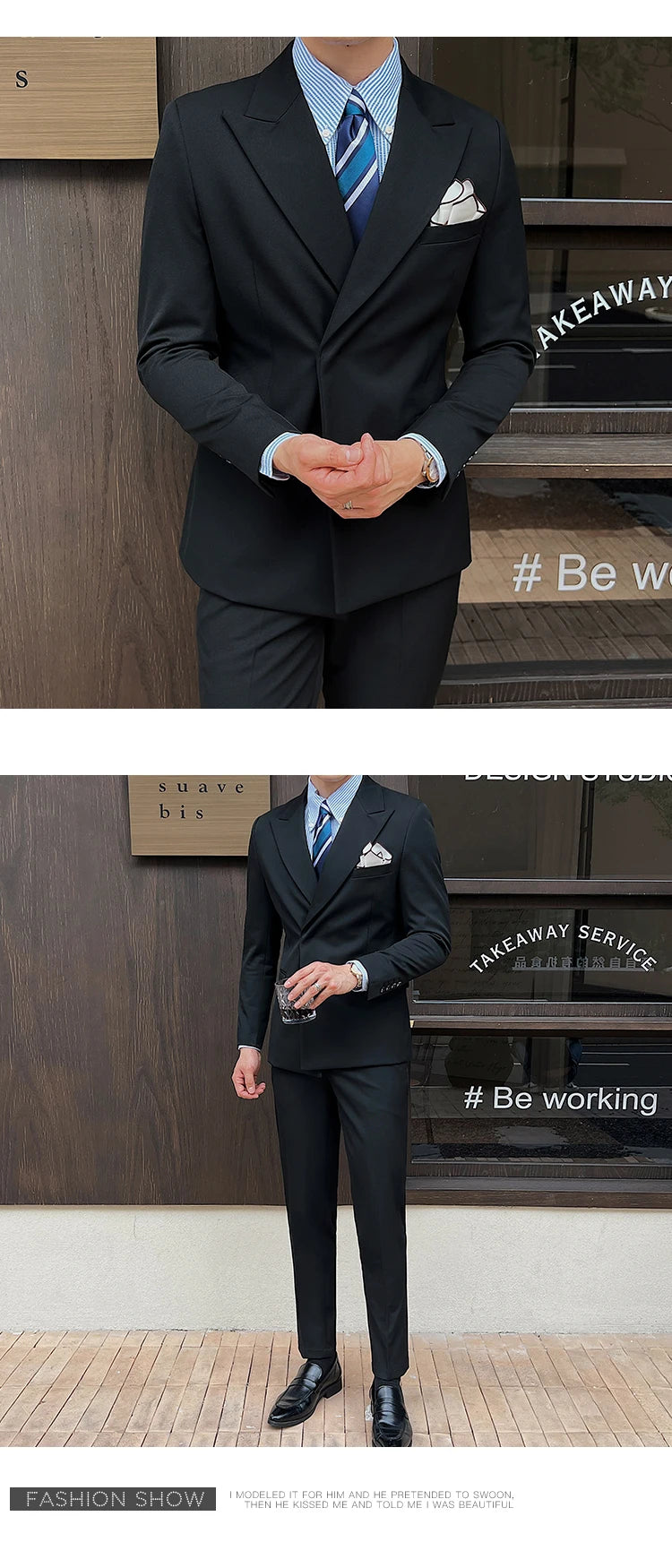 2025 New Trend Simple Temperament British Style (suit + Trousers) Fashion Handsome Light Luxury Slim Solid Color Two-piece Set