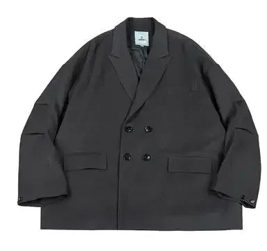Autumn Men Double Breasted Japanese Streetwear Vintage Oversized Loose Casual Blazers Suit Jacket Male Coat Blaser Masculino
