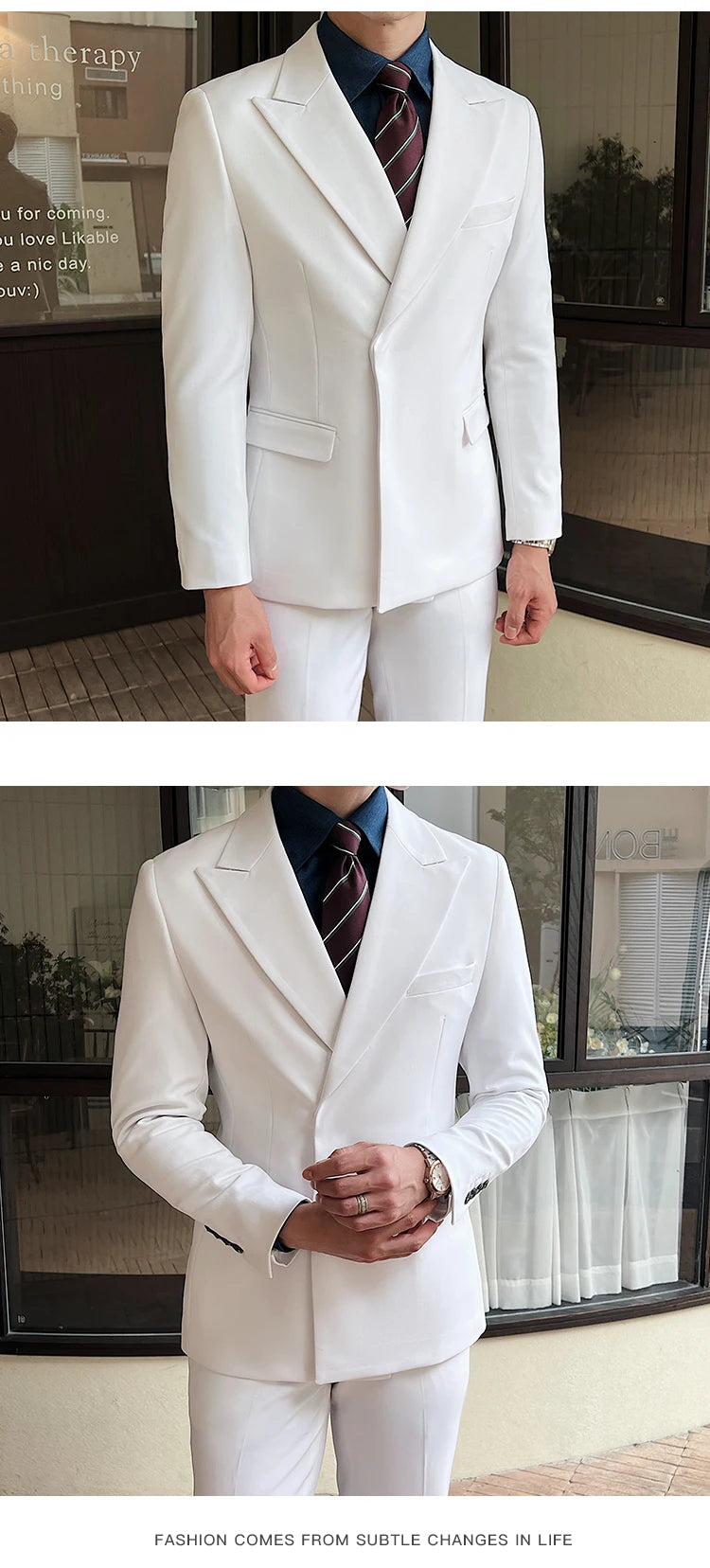 2025 New Trend Simple Temperament British Style (suit + Trousers) Fashion Handsome Light Luxury Slim Solid Color Two-piece Set