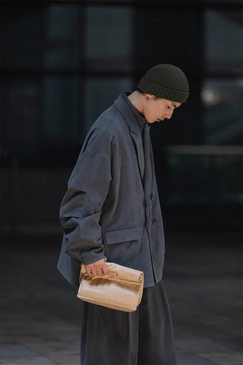 Autumn Men Double Breasted Japanese Streetwear Vintage Oversized Loose Casual Blazers Suit Jacket Male Coat Blaser Masculino