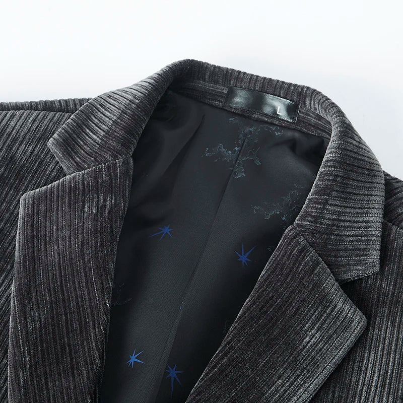 2025 New corduroy suit jacket two-button slim fashion handsome with all autumn and winter business single west
