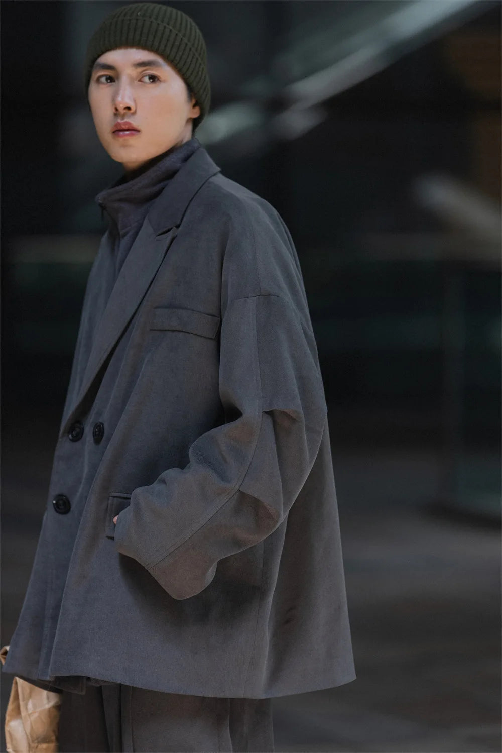 Autumn Men Double Breasted Japanese Streetwear Vintage Oversized Loose Casual Blazers Suit Jacket Male Coat Blaser Masculino