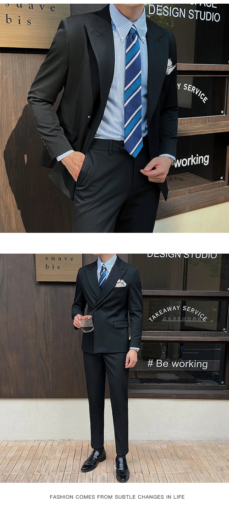 2025 New Trend Simple Temperament British Style (suit + Trousers) Fashion Handsome Light Luxury Slim Solid Color Two-piece Set