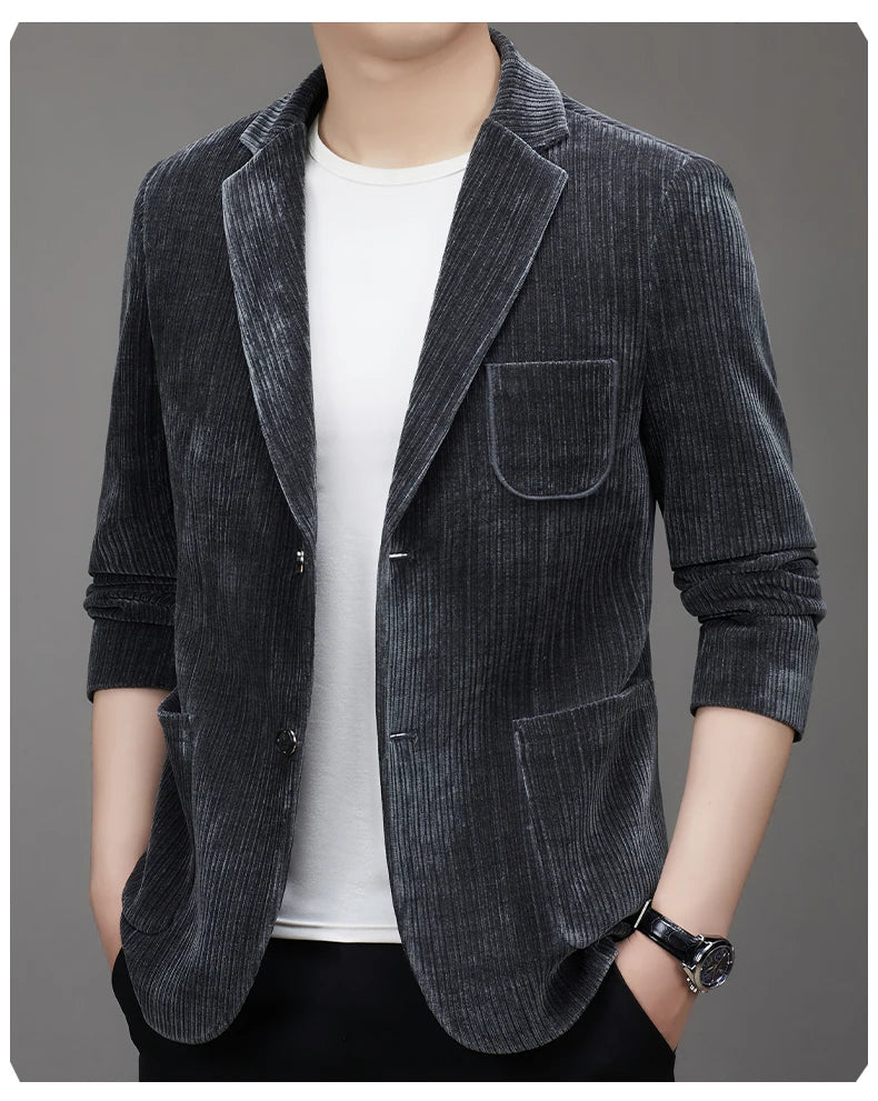 2025 New corduroy suit jacket two-button slim fashion handsome with all autumn and winter business single west