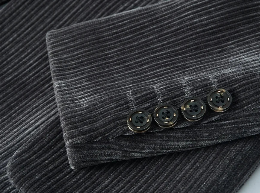 2025 New corduroy suit jacket two-button slim fashion handsome with all autumn and winter business single west