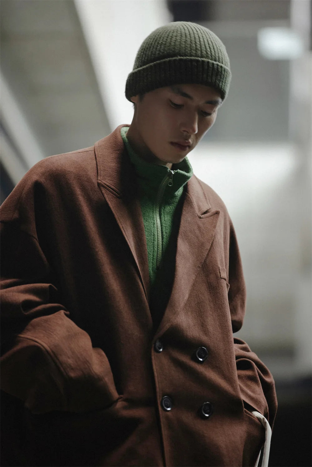 Autumn Men Double Breasted Japanese Streetwear Vintage Oversized Loose Casual Blazers Suit Jacket Male Coat Blaser Masculino