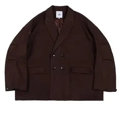 Autumn Men Double Breasted Japanese Streetwear Vintage Oversized Loose Casual Blazers Suit Jacket Male Coat Blaser Masculino