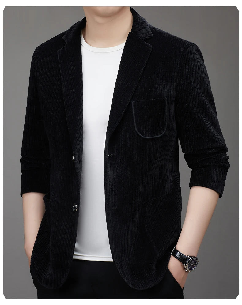2025 New corduroy suit jacket two-button slim fashion handsome with all autumn and winter business single west