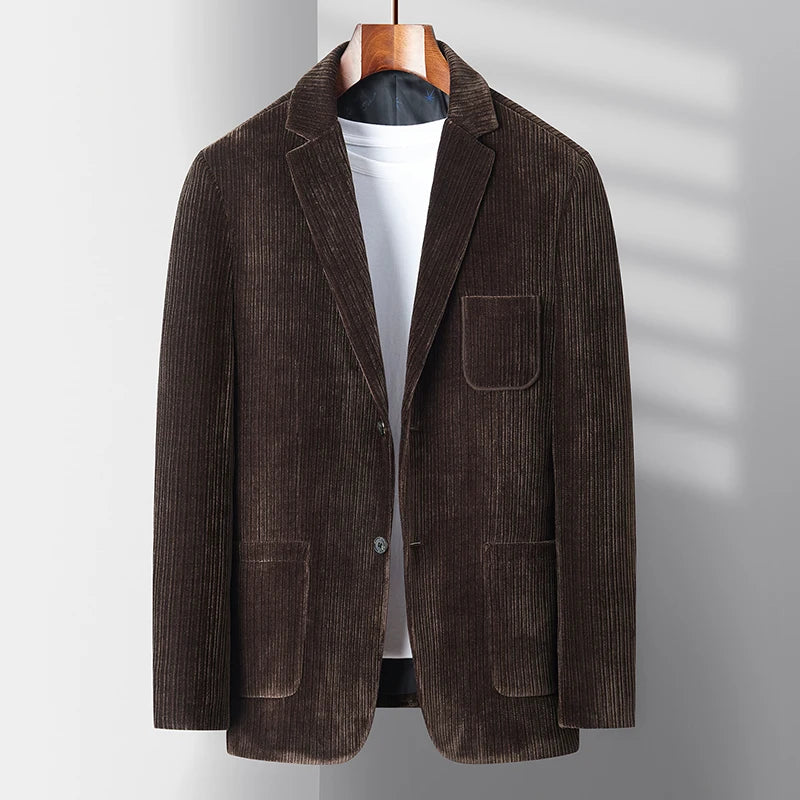 2025 New corduroy suit jacket two-button slim fashion handsome with all autumn and winter business single west